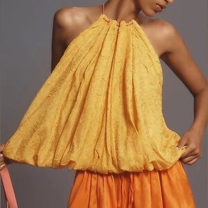 Anthropologie Halter Parachute Bubble-Hem Tank